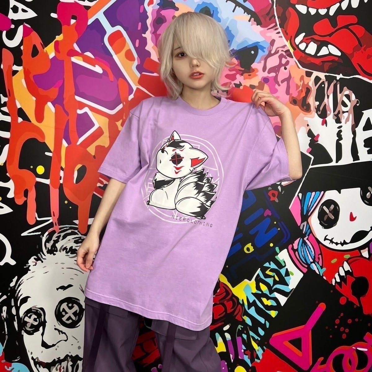 🚫新作案内🚫 九尾デザインCUTSEW【PURPLE×WHITE】 着心地抜群なコットン素材☆ カラーはホワイトとライトパープルの 2色からお選び頂けます。 ペアルックにも◎ ↓お得な２色セットはこちら↓ shop.nier.tokyo/items/85848965 是非ゲットしてください🐰 shop.nier.tokyo/items/85739516