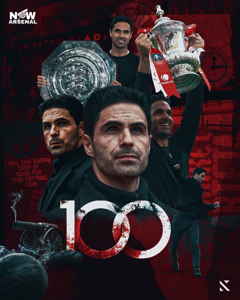 Mikel Arteta becomes the fastest manager in Arsenal’s history to win 100 Premier League games.