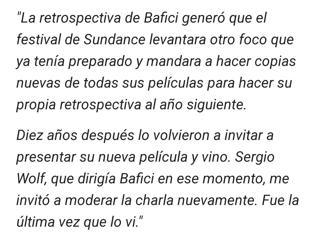 Sebastián Rotstein, responsable de la retrospectiva en aquel BAFICI, escribió sobre la histórica visita en el newsletter Míralos Morir de @sancalori