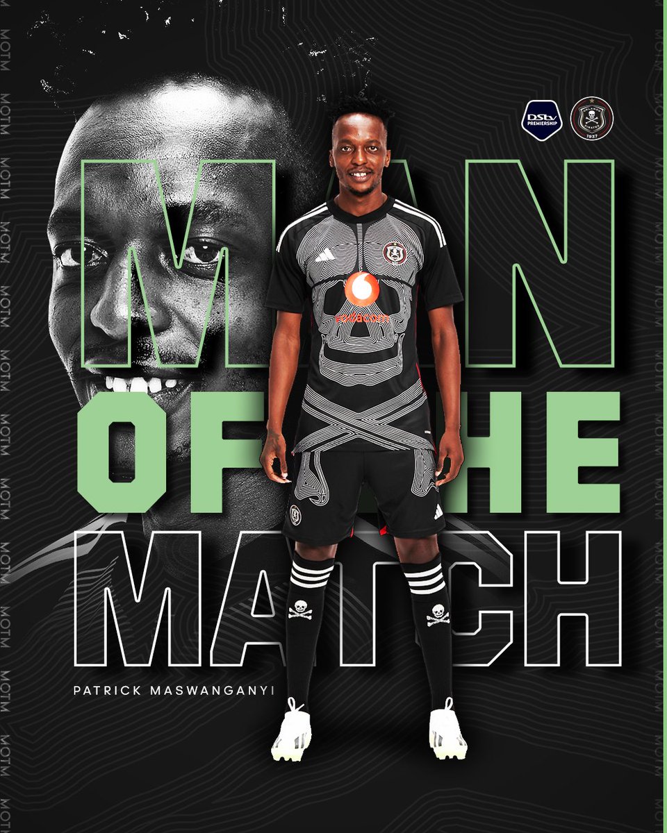 ☠️ 🫅🏾 Man of the Match | Patrick Maswanganyi ⚽️ FT || @RAMFC_sa 0 - 4 @orlandopirates 🥅 29' (P) Maswanganyi 🥅 56' Mbatha 🥅 74' Mofokeng 🥅 82' Dlamini ⚫⚪🔴⭐ #Matchday #DStvPrem #OrlandoPirates #OnceAlways