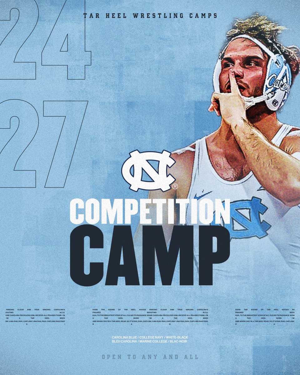 Come join us this June 24-27 in Chapel Hill for our competition camp. Looking for a great camp the encompass technique, live, and dual meets for you team? This is the place to be! 🔗: carolinawrestlingcamp.com/2024-competiti…