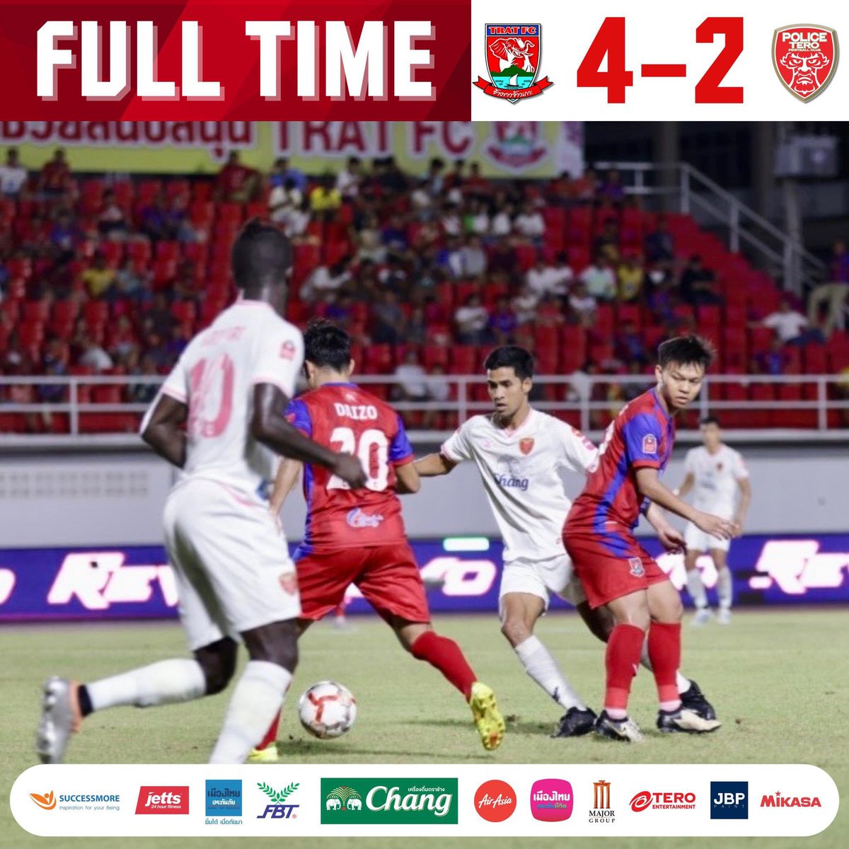 Late Tanasak header gives Chiangrai 🪲 the win against Ratchaburi 🐉 

Trat 🐘 put four past Police Tero in bottom-of-the-table battle 

Khon Kaen United 🐍 hold on to three valuable points in Lamphun thanks to Chitsanupong’s brace and Chirawat’s late penalty save