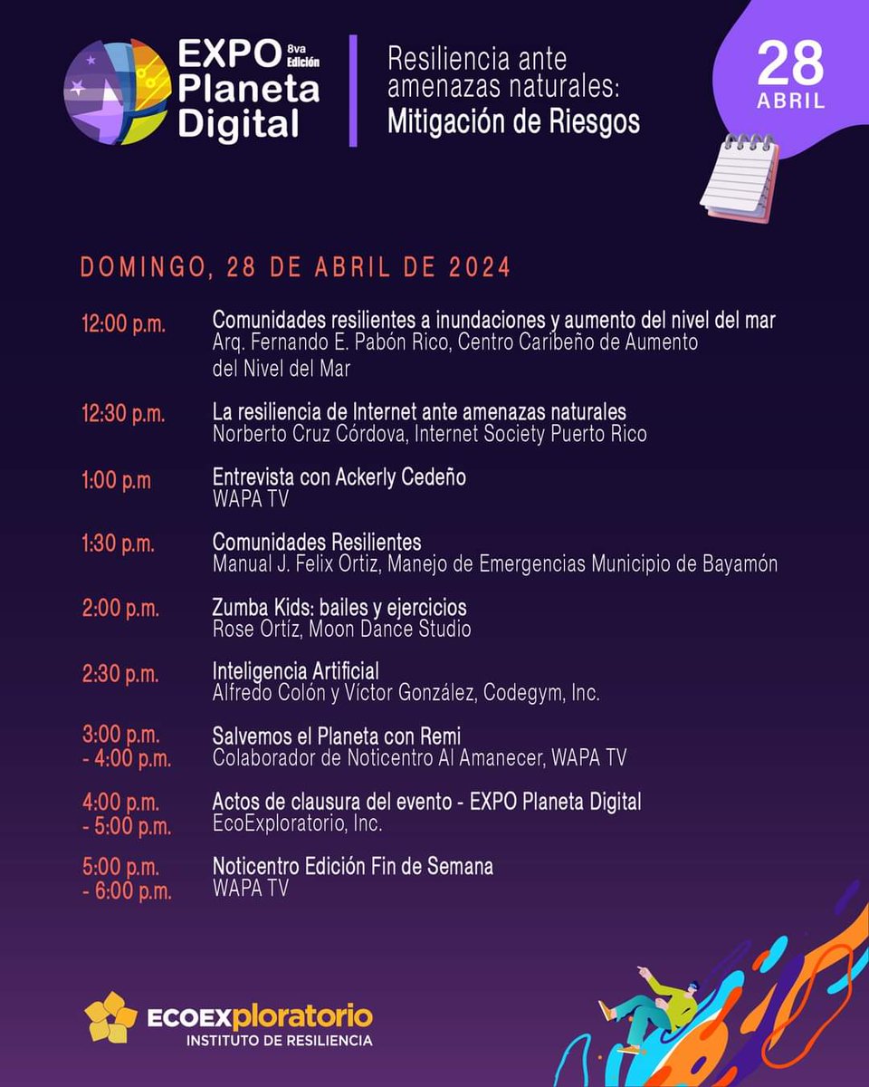 #Domingo La resiliencia de Internet ante amenazas naturales. Mi presentación de hoy en EXPO Planeta Digital. Gracias <a href="/adamonzon/">Ada Monzón</a> y su equipo en el <a href="/ECOEXPLORATORIO/">ECOEXPLORATORIO</a> por la oportunidad de compartir conocimientos. <a href="/isocpr/">Internet Society PR</a> <a href="/ISOC_Foundation/">Internet Society Foundation</a> #PuertoRico🇵🇷