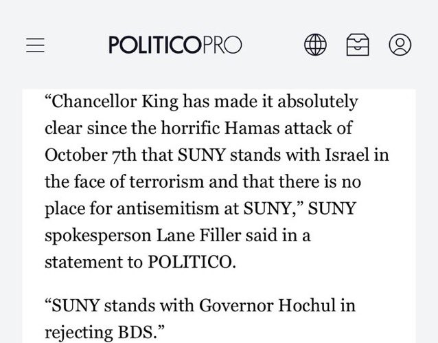 Amidst the very troubling environment for Jewish students on college campuses, we are lucky to have some leaders who proactively take a stand against hate and support Jewish students. Thank you @SUNYChancellor and @GovKathyHochul for standing with Jewish students against hate.