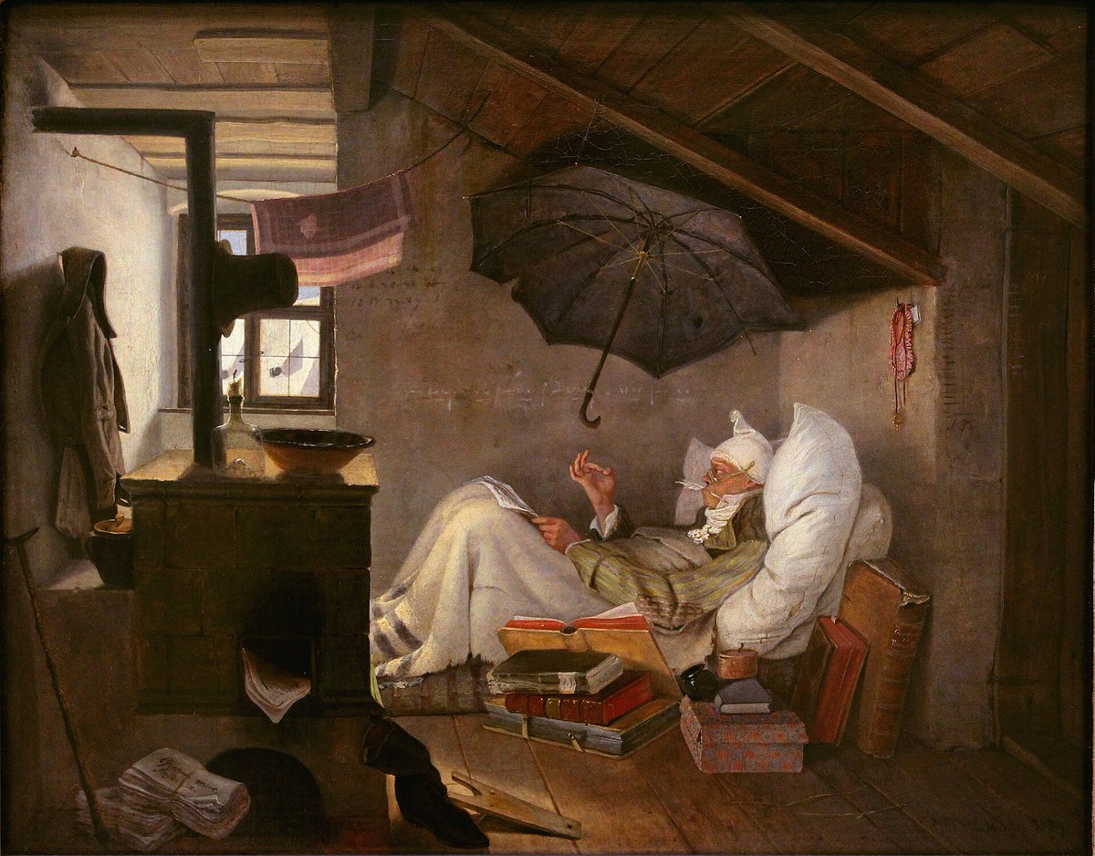 'Ubogi poeta' (Der arme Poet), malował Carl Spitzweg, 1839