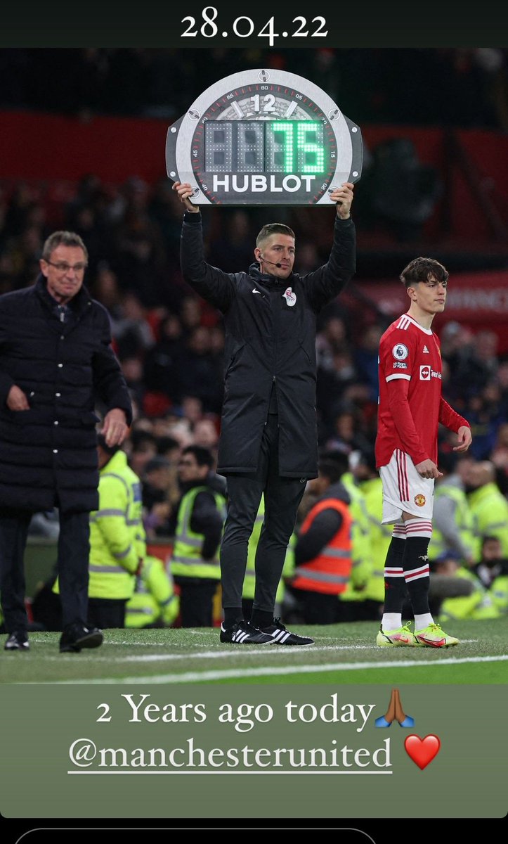 Garnacho on Instagram. '2 years ago today [his debut] 🙏🏻 @ManUtd ❤️.'