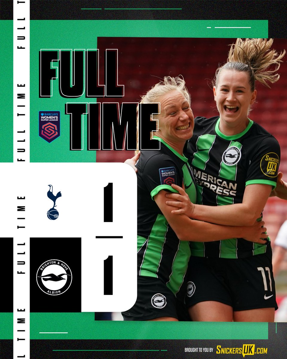 FT: A late Tottenham equaliser sees us settle for a point. 👊 [1-1] 📲 snickersuk.com // #BHAFC 💚🖤