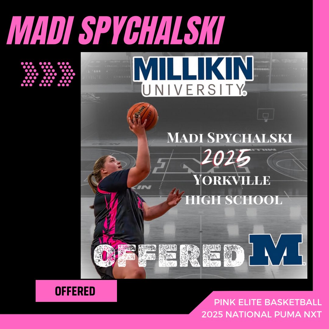 Congratulations to 2025 National Puma NXT, Madison Spychalski on receiving an official offer from Millikin University! @MillikinWBB @madisonspychal1 @PRO16G