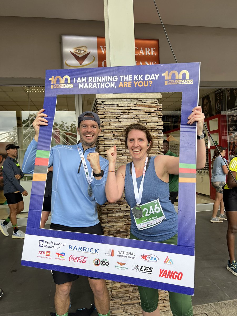 U.S. embassy runners proudly representing at the KK day race today!! Happy Kenneth Kaunda day to all! 🇿🇲 #tiyendipamodzi #KennethKaundaDay #kkdm #kennethkaundadaymarathon