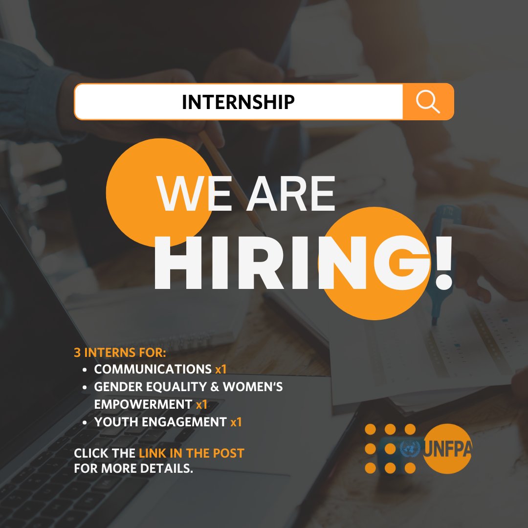 We have 3 exciting internship opportunities at @UNFPAMaldives for: 📱 Communications: unf.pa/3UD1uTB 💪🏽 Gender Equality & Women's Empowerment: unf.pa/4ded12T 🧒🏽 Youth Engagement: unf.pa/3UBZoTJ Interested? Click on the link above to apply!