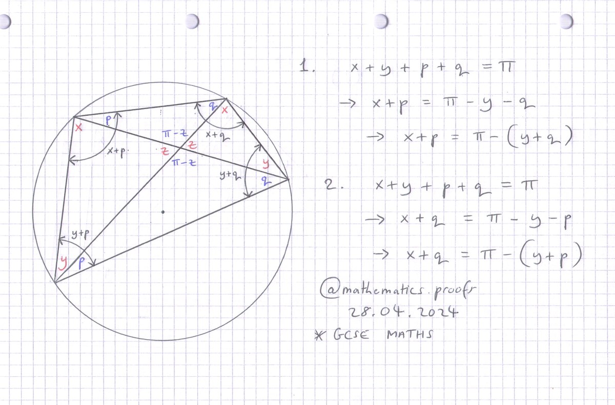 tiago_hands's tweet image. GCSE #mathematics: More rules for cyclic quadrilaterals. #visualmath #geometryclass #math [threads.net/@mathematics.p…]