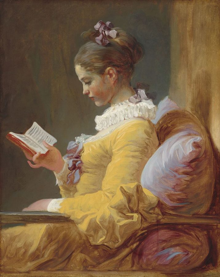 'Czytająca dziewczyna' (La Jeune Fille lisant ), malował Jean-Honoré Fragonard, 1770
