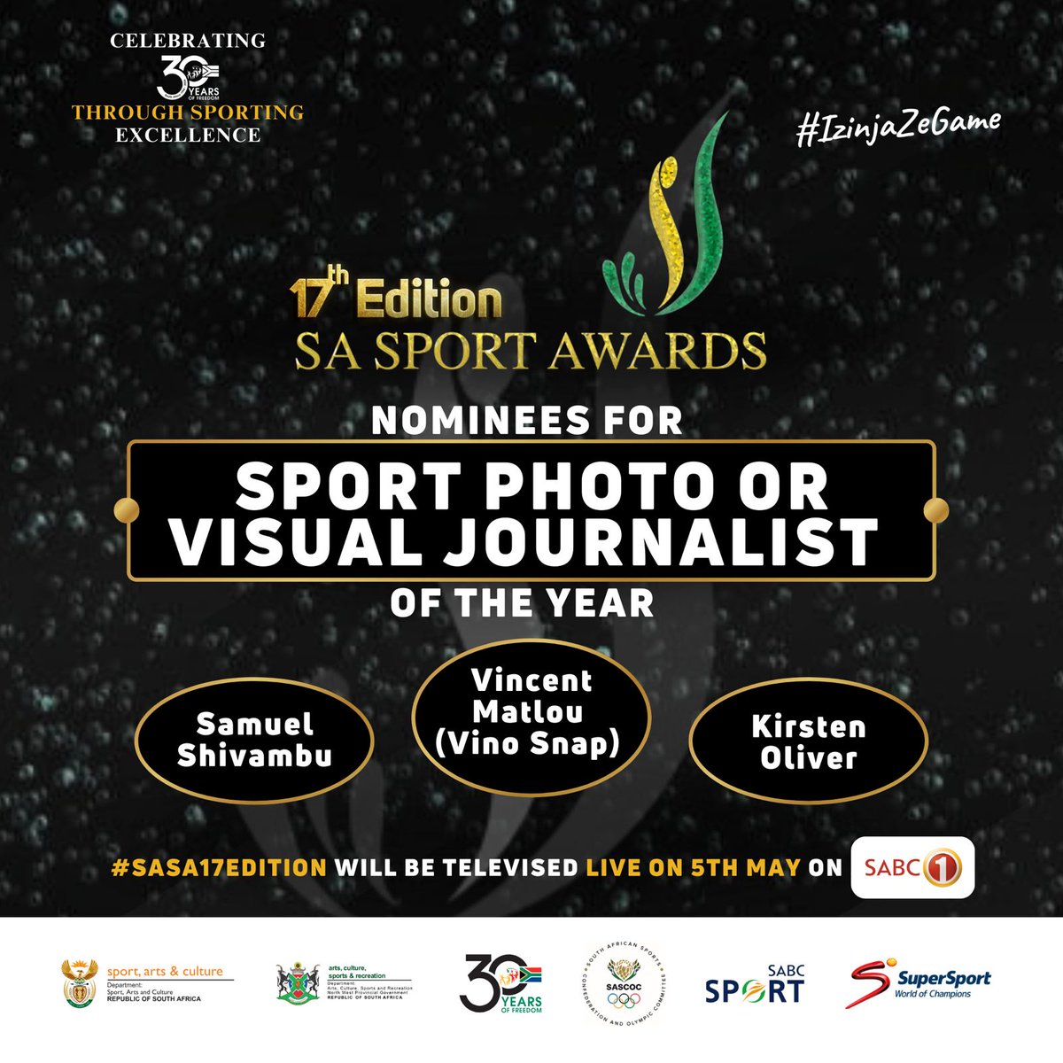 📸 We're thrilled to announce the nominees for Sport Photo or Visual Journalist of the Year and Volunteer of the Year at the prestigious South African Sports Awards! 🏆  Stay tuned for more updates! 💥

 #SASA17edition