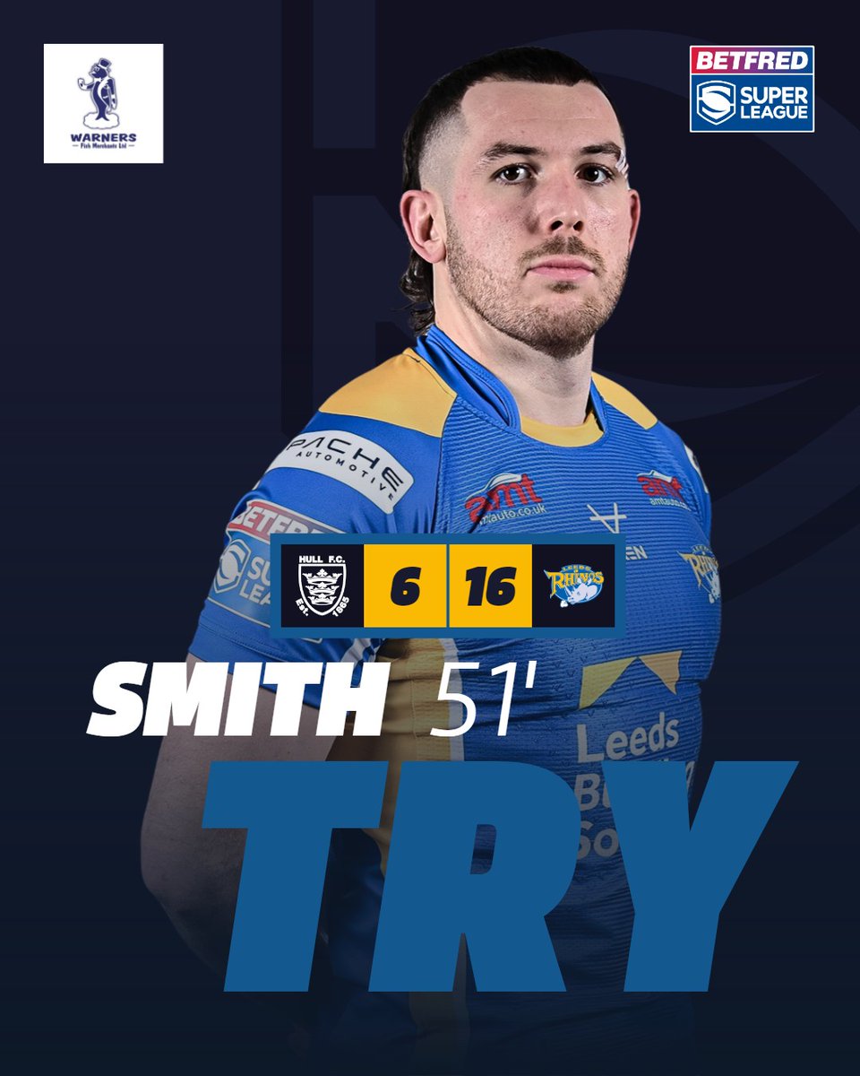 The skipper increases the lead as he crashes over from close range Hull FC 6 - 16 Rhinos 52'