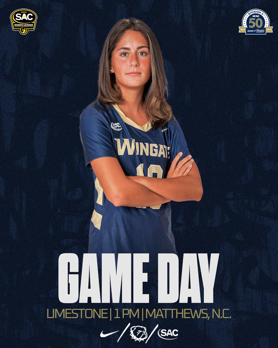 GAMEDAY for @Wingate_WLax 🥍 !! 🆚 @LimestoneSaints 📍 Matthews, NC ⏰ 1 PM (SAC Title Game) 📽️ flolive.tv/live/91291 📊 shorturl.at/deqyF 📰 shorturl.at/ntHL7 #OneDog | #WUWLAX