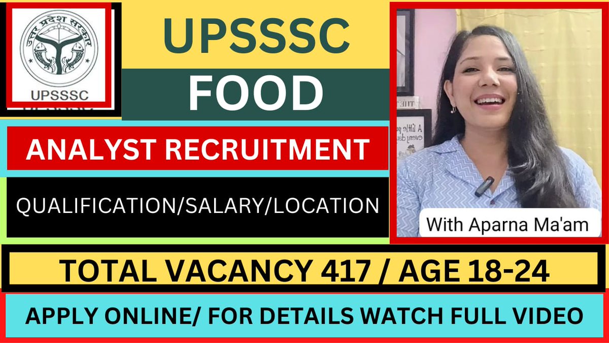 #Upsssc-
#Upssscjunioranalystrecruitment_
#Upssscrecruitment-
#newgovtjobvacancy-
#scholarjobupdates-
#aparnadas-
UPSSSC Food Analyst Recruitment 2024👇
youtu.be/4jqqQHRlzCY?si…