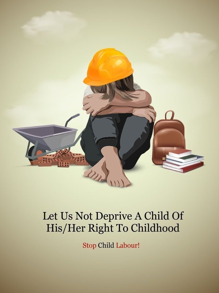 As many as 10.1 million(approx) children in Bharat are exploited as child labour. PUT AN END TO #CHILDLABOUR . Give them #education. HELP #children rise.