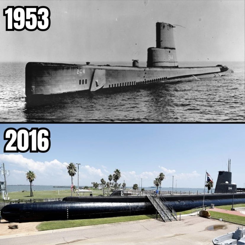 USS 🇺🇸 CAVALLA (SS-244) 1953 vs 2016 at Seawolf Park in Galveston, Texas. 📷 | Seawolf Park