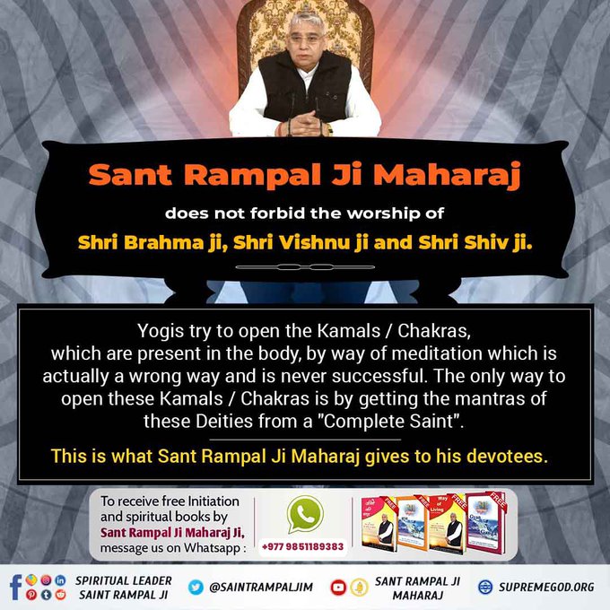 #GodNightSunday
The chakras which are present in our body can't be opened by visiting temples, but by the True mantras given by Saint Rampal Ji Maharaj.
To know more must read the previous book 'Gyan Ganga''
#तिनै_देवता_कमलमा