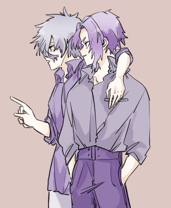 「grey hair purple shirt」 illustration images(Latest)