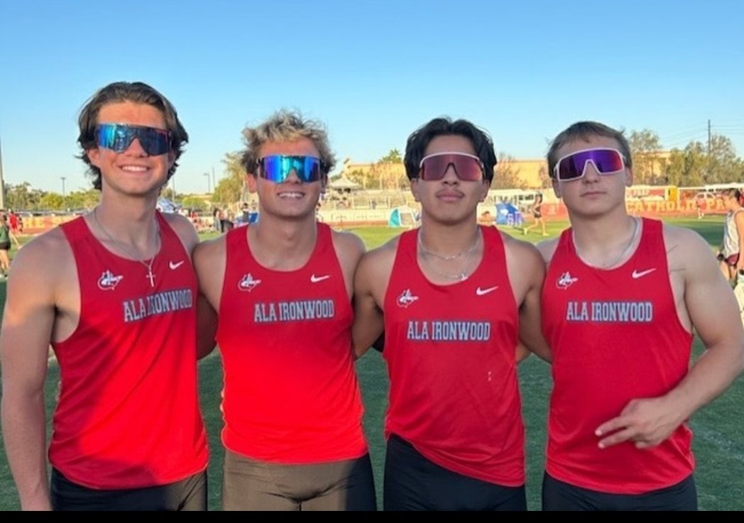 Speed Kills! Congrats to our new 4x1 record holders! 3️⃣ of the 4️⃣ will be leading us on the gridiron next fall (Hudson Graves, @Malachixgomez & @Aydenw2025) @ALAIW_Athletics @CodyTCameron @gridironarizona @AZHSFB