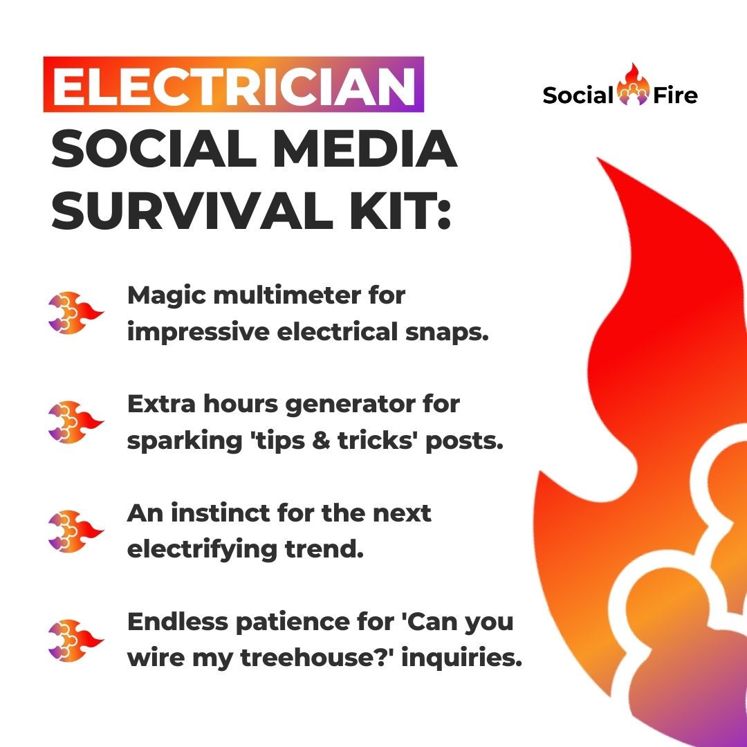 Balancing circuits and social feeds, we salute our #Electricians! Ever been asked to wire something unconventional? Tell us your stories! We're here to electrify your #SocialMedia presence.

#SocialMedia #SurvivalKit