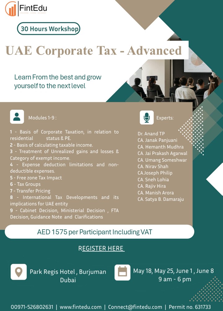 We're delighted to announce a new batch for UAE corporate tax. If you're interested, please visit our page for course details and registration information. We look forward to welcoming you aboard!

fintedu.com/mod/page/view.…

#fintedu #learntaxes #uaecorporatetax