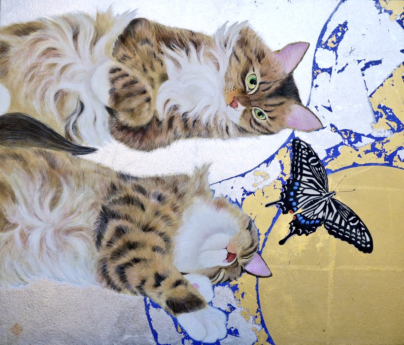 #ゴールデンウィークSNS展覧会2024
「胡蝶の夢」F10号
個展メンバーです😺
#日本画
#猫