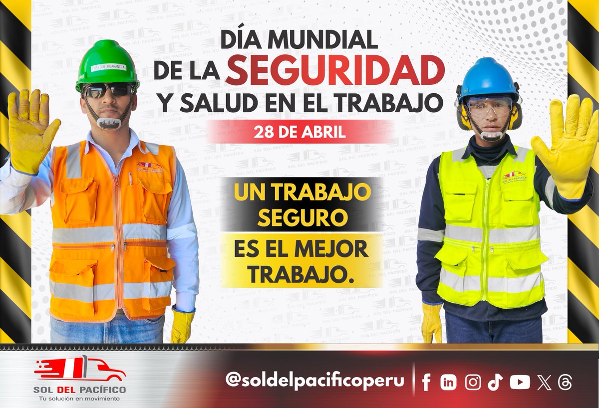 SDP_Peru's tweet photo. 🇵🇪 Día Mundial de la Seguridad y Salud en el Trabajo en SDP 🇵🇪
Nuestro equipo está capacitado para identificar y mitigar riesgos, garantizando que cada jornada laboral sea segura y productiva.
#SDP #SolDelPacífico #SeguridadEnElTrabajo https://t.co/uMafJsEoMq