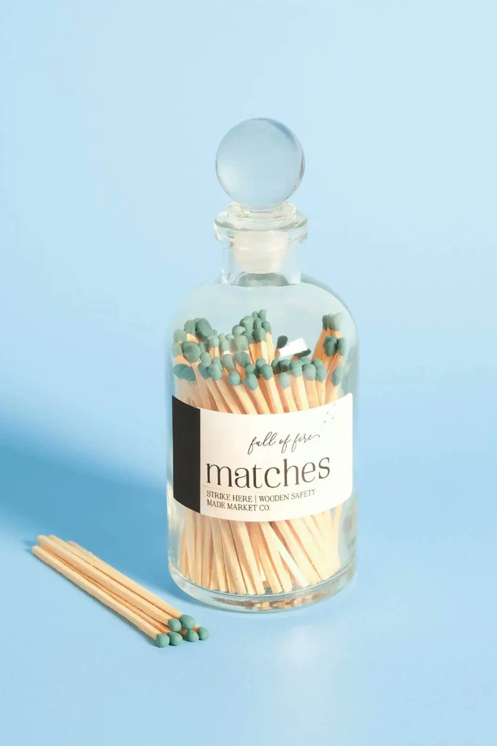Light up your world with the Vintage Apothecary Matches. They come in beautiful glass bottles that'll look so quaint on a nightstand or dinner table! shopqueenofhearts.com/collections/ca…