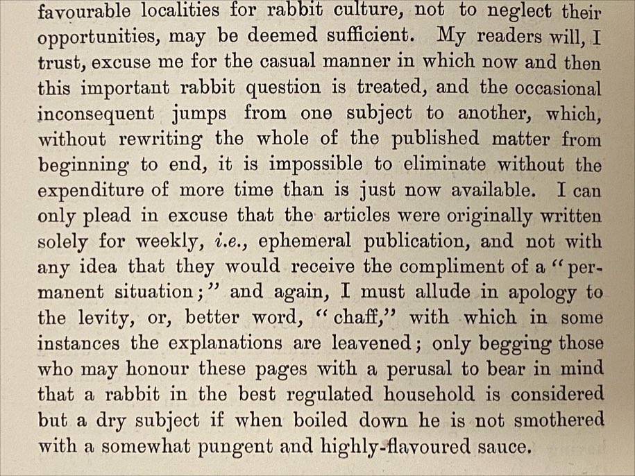 Rabbits for Profit and Rabbits for Powder, on the #cataloguersdesk. A ‘dry subject if when boiled down he is not smothered with a somewhat pungent and highly-flavoured sauce’.