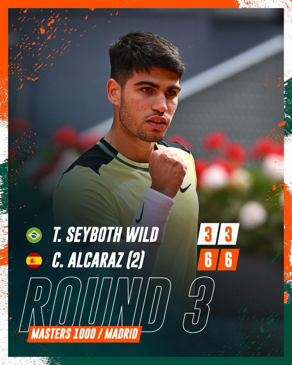 Two-time defending champion Carlos Alcaraz moves into Round 4 in Madrid! 💪 #MMOPEN