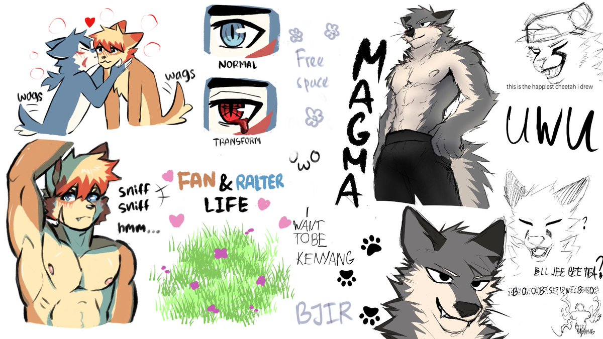 Quick magma session with @fanrendanfan He drew his main characters and me some random wolf with name of site