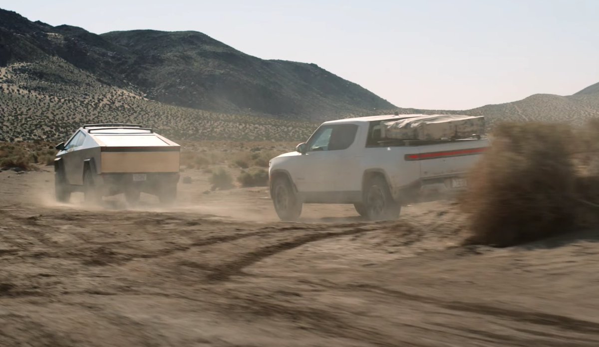 Top Gear previews @Tesla #Cybertruck's new Offroad Mode and runs circles around the Rivian R1T. Their verdict: 'Is it a proper Offroad Adventure Truck?' 'YES!!' 'The punishment that thing has absorbed.. 🤯' 'I came into this really sceptical about the Cybertruck... ... I've…