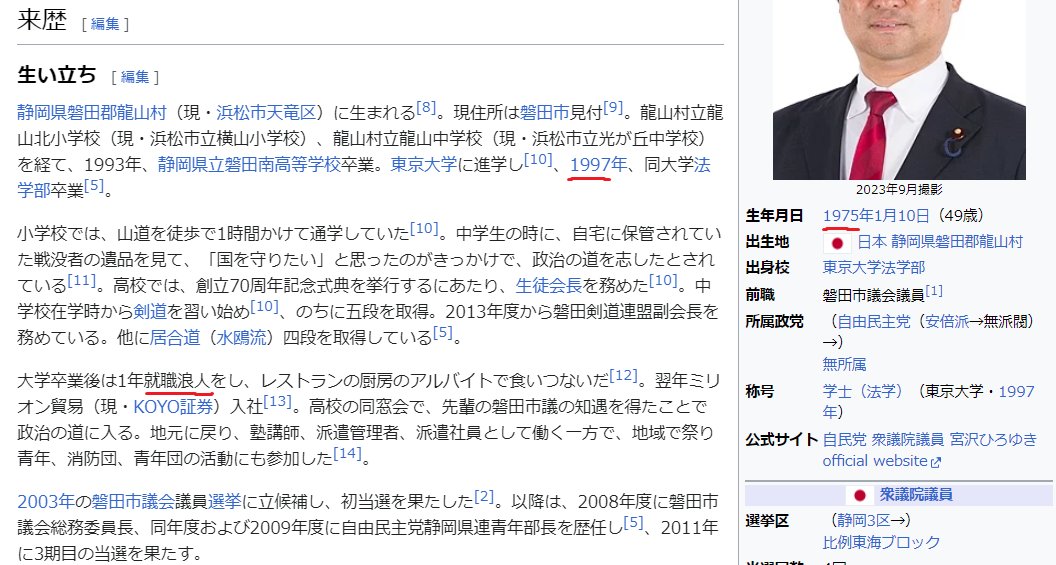 宮澤博行、東大法に現役合格・留年もせずに卒業したのに1年就職浪人とな。いくら就職氷河期世代とはいえこれはかなりの衝撃。官僚になった同期を見返したいとかそういう「欲」は勝たなかったのだろうか。