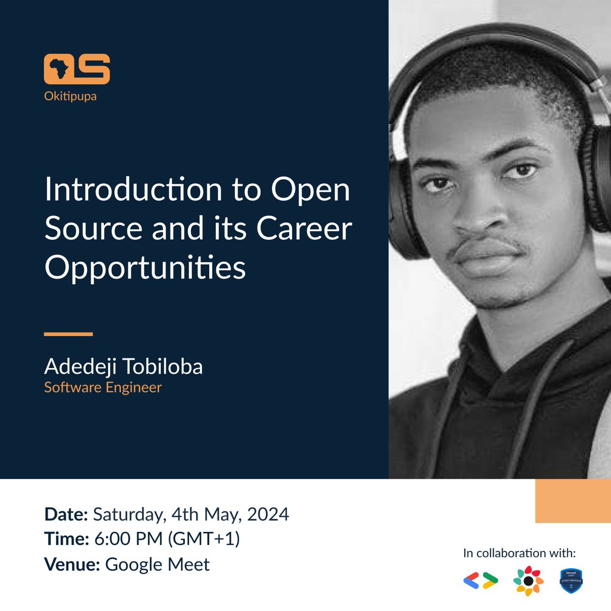 Our first workshop for 2024😬 It’s like we disappeared, but we are back Our speaker, Tobiloba has a lot of experience around open source and would be sharing his knowledge with us You won’t want to miss this. Date: 4th May, 2024 Time: 6pm More details would be shared soon 💪