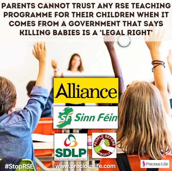 Parents cannot trust any RSE teaching programme for their children when it comes from a Government that says, killing babies is a 'legal right'.
#StopRSE #NorthernIreland