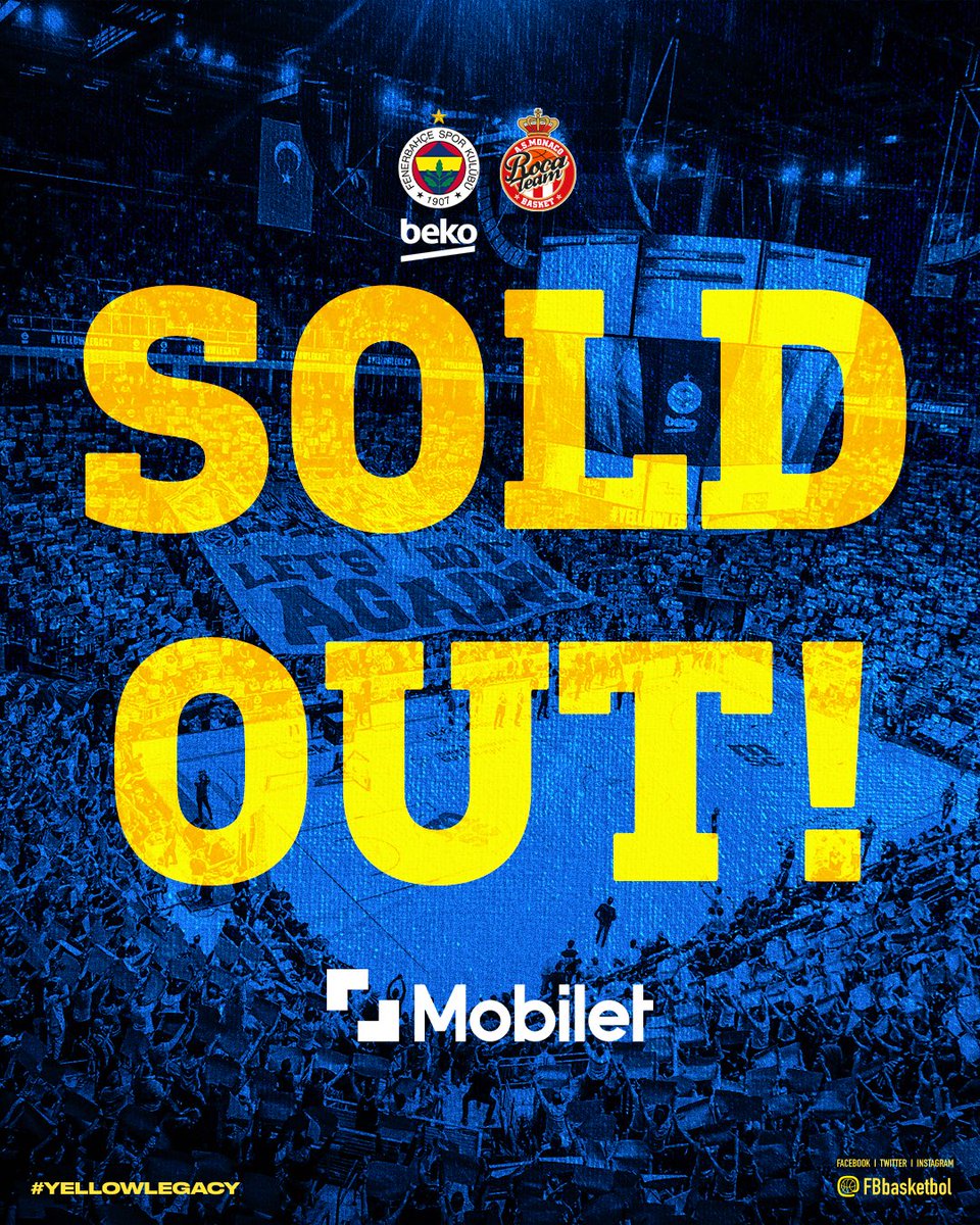 SOLD OUT! 3 Mayıs Cuma günü 20.45'te AS Monaco'yu konuk edeceğimiz EuroLeague Play-off serisi dördüncü maçı biletlerinin tamamı tükenmiştir! Satışlar yalnızca öğrenci biletleri için müsabakadan bir gün önce salon gişesinden devam edecektir. Büyük Fenerbahçe Taraftarına…