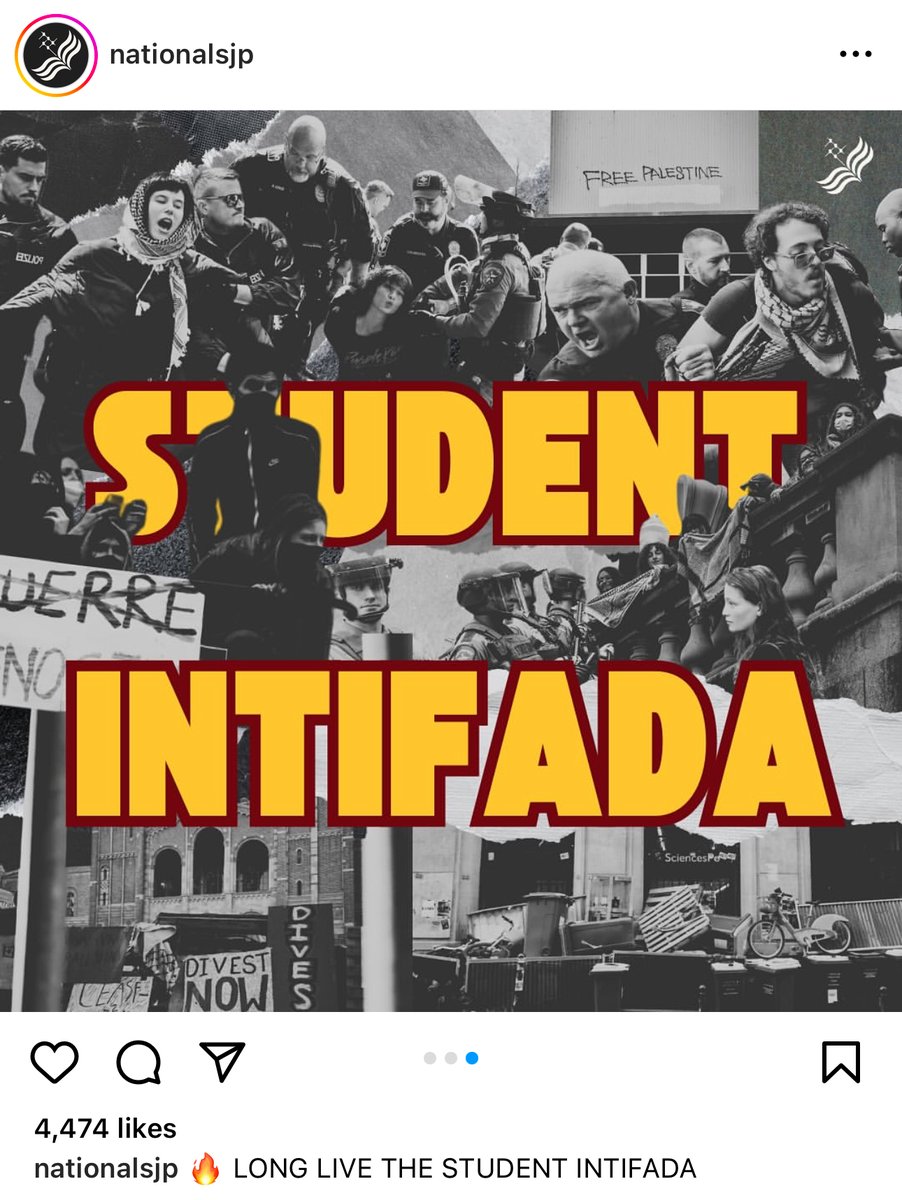 'STUDENT INTIFADA' Student Justice Palestine, association qui a plus de 200 antennes sur les campus américains, ultra financée, ultra coordonnée et organisée depuis les premières heures du 7 Octobre, qui parlait déjà dans sa réthorique de Génocide alors même qu’Israël n’avait pas…