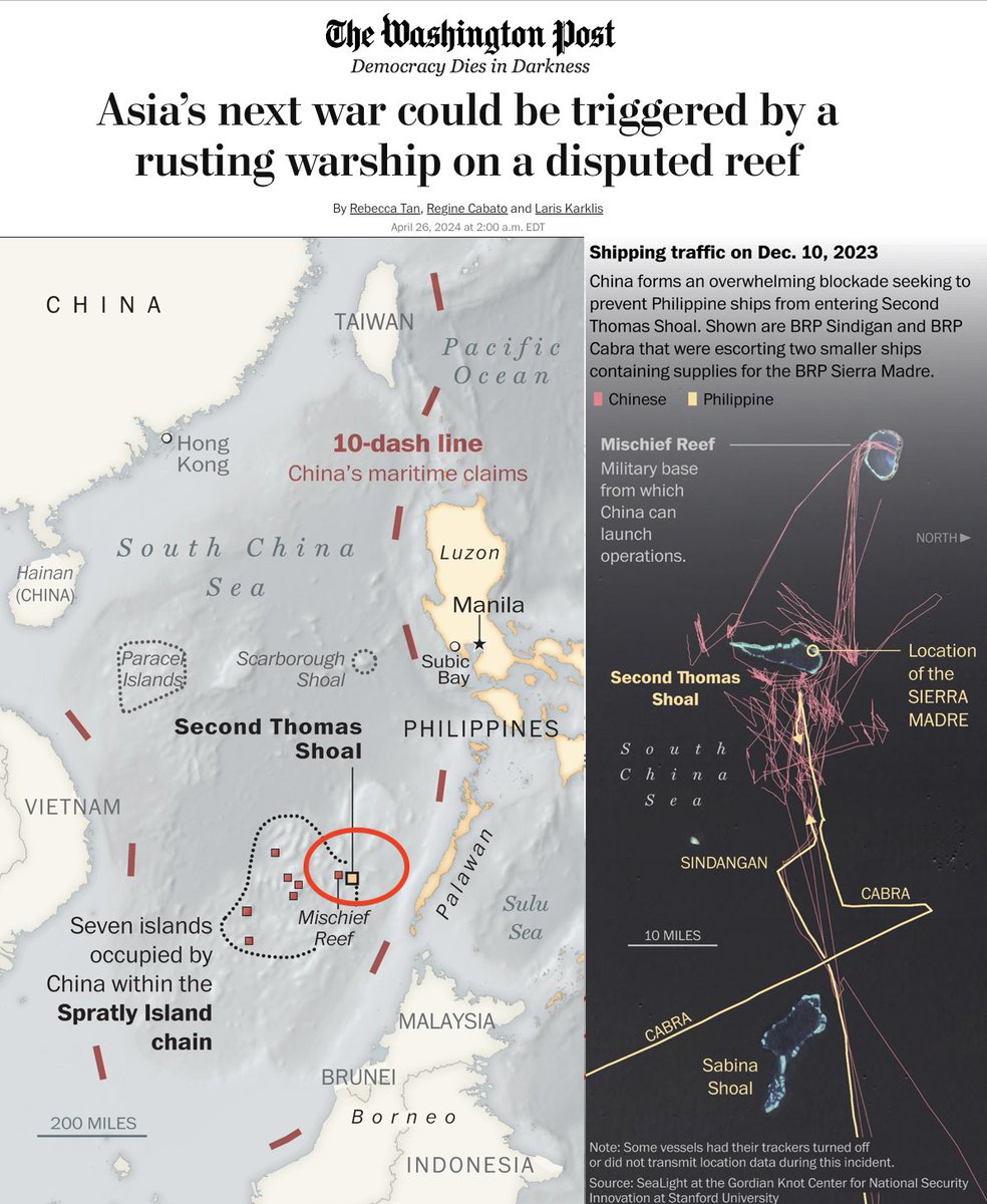 #Asia’s next war could be triggered by a rusting warship on a disputed reef In the most hotly contested waterway in the world, the risk of Asia’s next war hinges increasingly on a ramshackle ship past her time, pockmarked with holes, streaked with rust and beached on a reef. To…