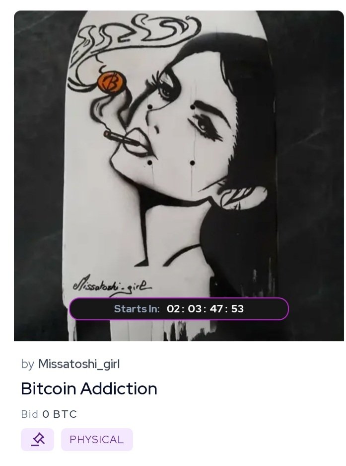 GM! FAM 🧡
📢 '4 Decentralized Future' #bitcoin #Halving2024 et '#Bitcoin Addiction' seront en vente aux enchères sur Scarcedotcity du 30 avril au 2 mai 
👀Sans prix de réserve, ce qui veut dire départ mis à prix 0 😱 
Si vous êtes intéressés rien de plus simple 5 min suffisent…