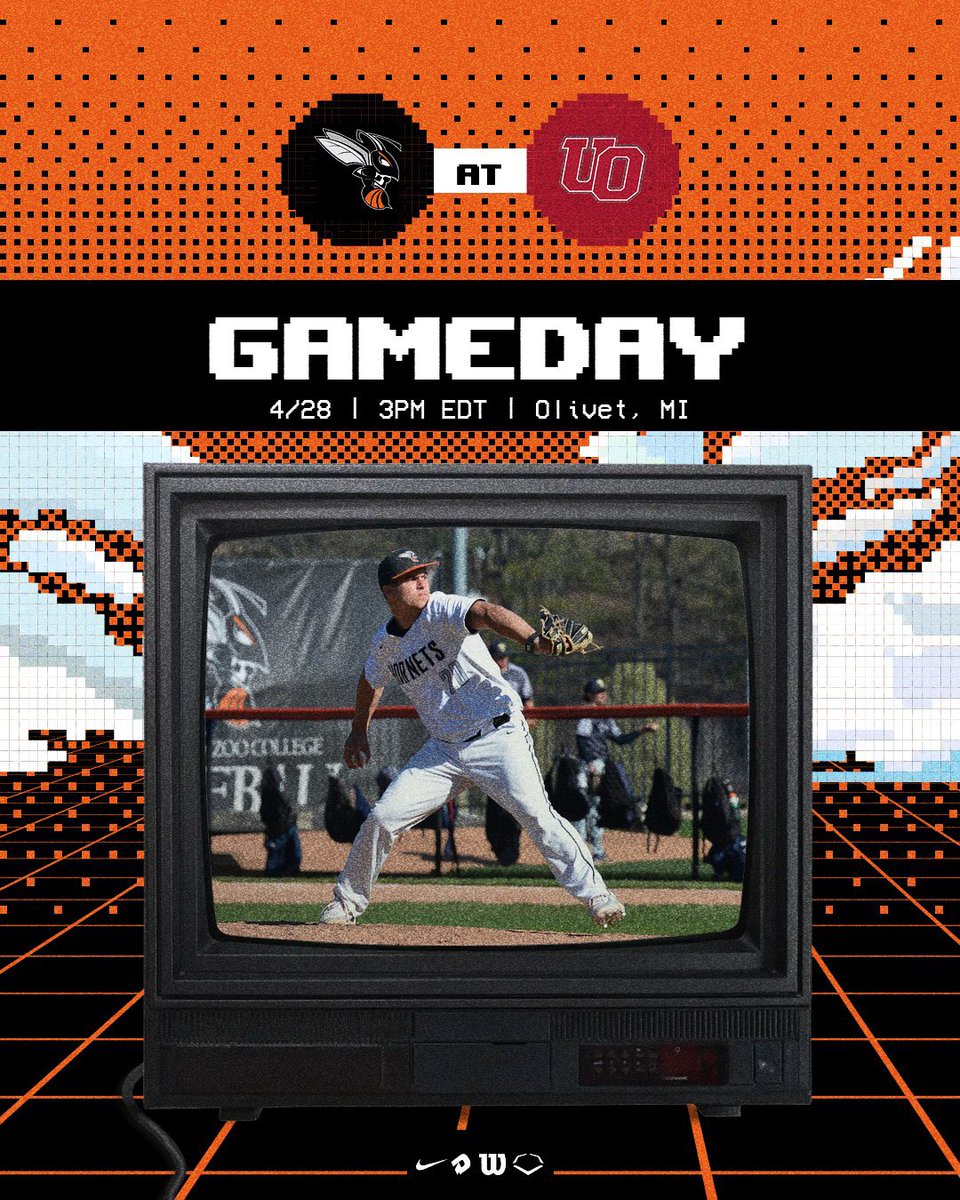 Kalamazoo travels to Olivet for a single 9 inning game to round out the series. 🐝⚾️ 🆚: Olivet ⏰: 3PM EDT 📍: Olivet, MI 🎥: team1sports.com/tuocomets/ 📊: hornets.kzoo.edu/sports/bsb/202… #d3baseball