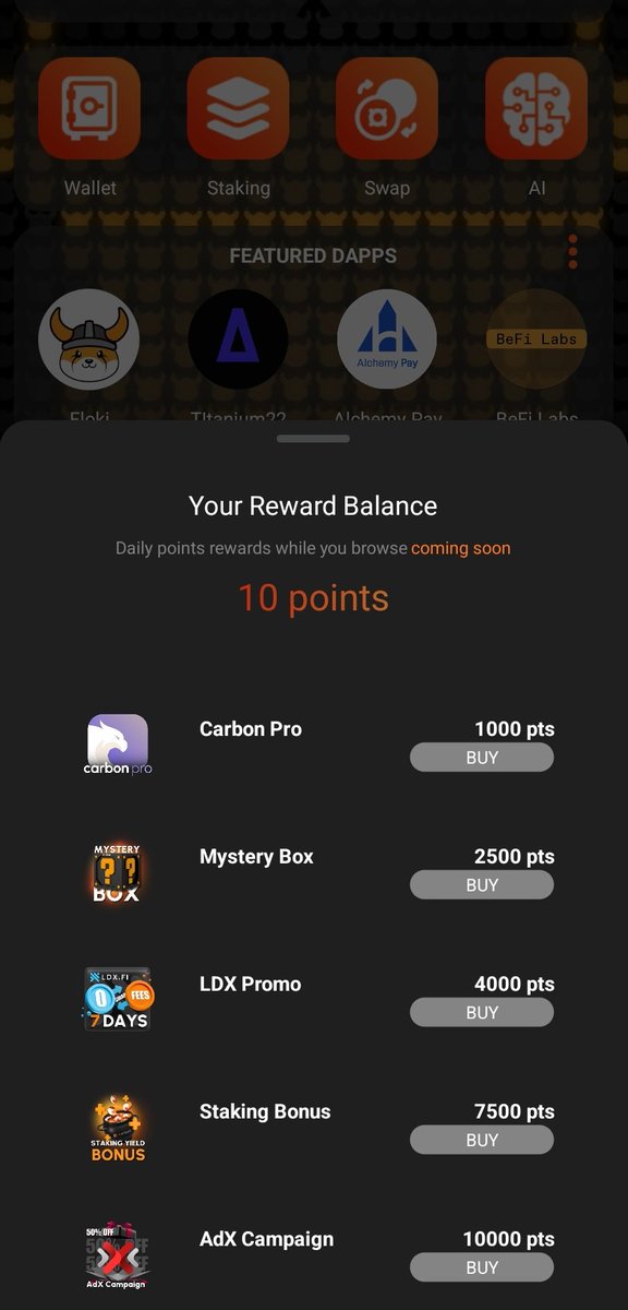 𝗕𝗥𝗢𝗪𝗦𝗘𝗧𝗢𝗘𝗔𝗥𝗡 𝗜𝗦 𝗖𝗢𝗠𝗜𝗡𝗚 🔥 #BrowseToEarn has been added to the Android browser and will be going live soon as it makes its way to 7M+ Carbon Browser users rewarding our #web3 users with awesome rewards! 🎁 $CSIX Staking Yield Bonus 🎁 Mystery Box 🎁 50% Off