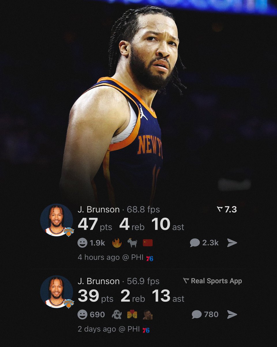 TheHoopCentral's tweet image. Jalen Brunson is the 1st player in NBA Playoff history to record 85+ PTS &amp;amp; 20+ AST over any 2-game span. 🔥

(via @StatMamba)
