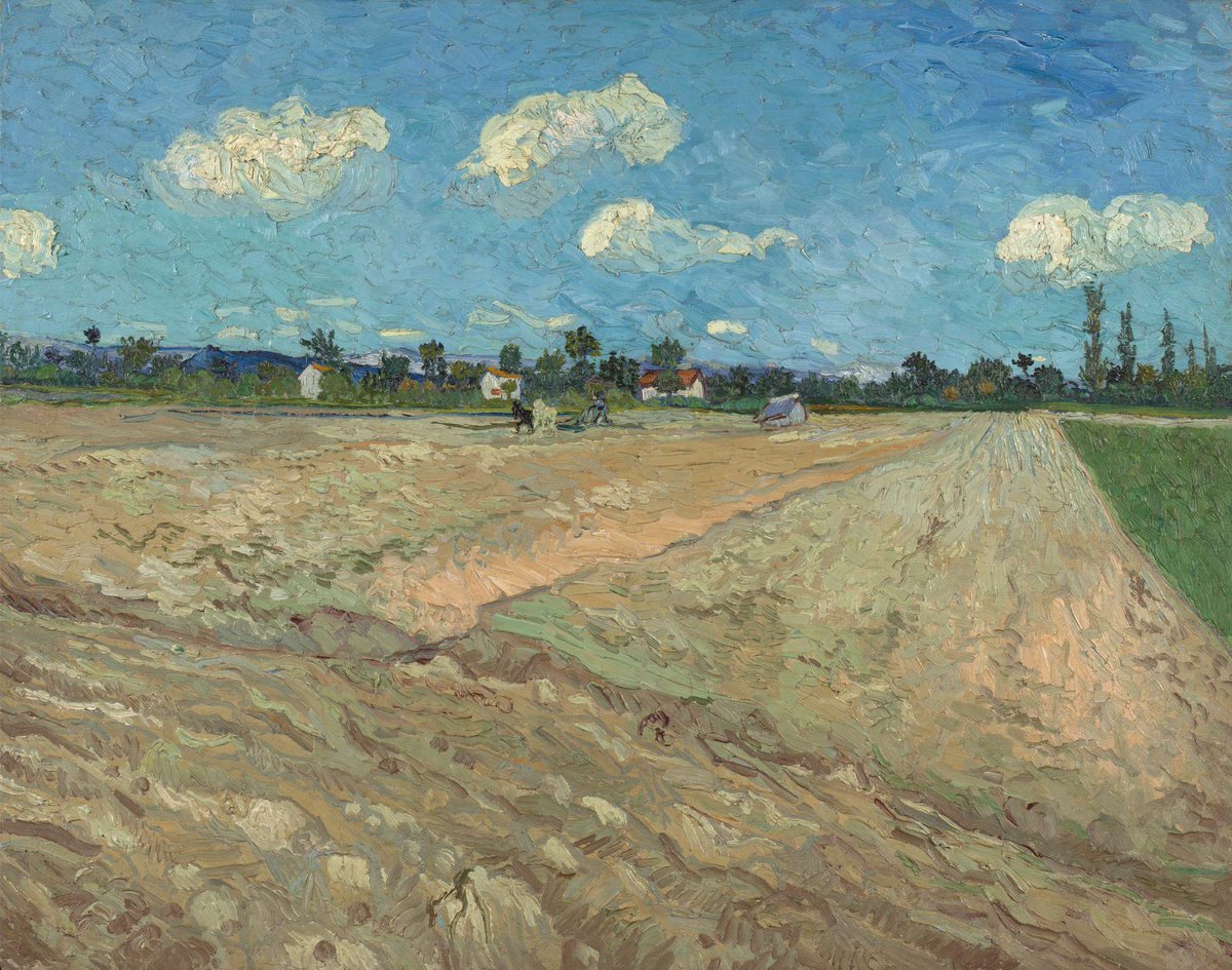 👨‍🎨 Vincent van Gogh 🇳🇱 1. . Detail of 'Ploughed Fields (‘The Furrows’)', 1888. 2. 'Ploughed Fields (‘The Furrows’)', 1888.