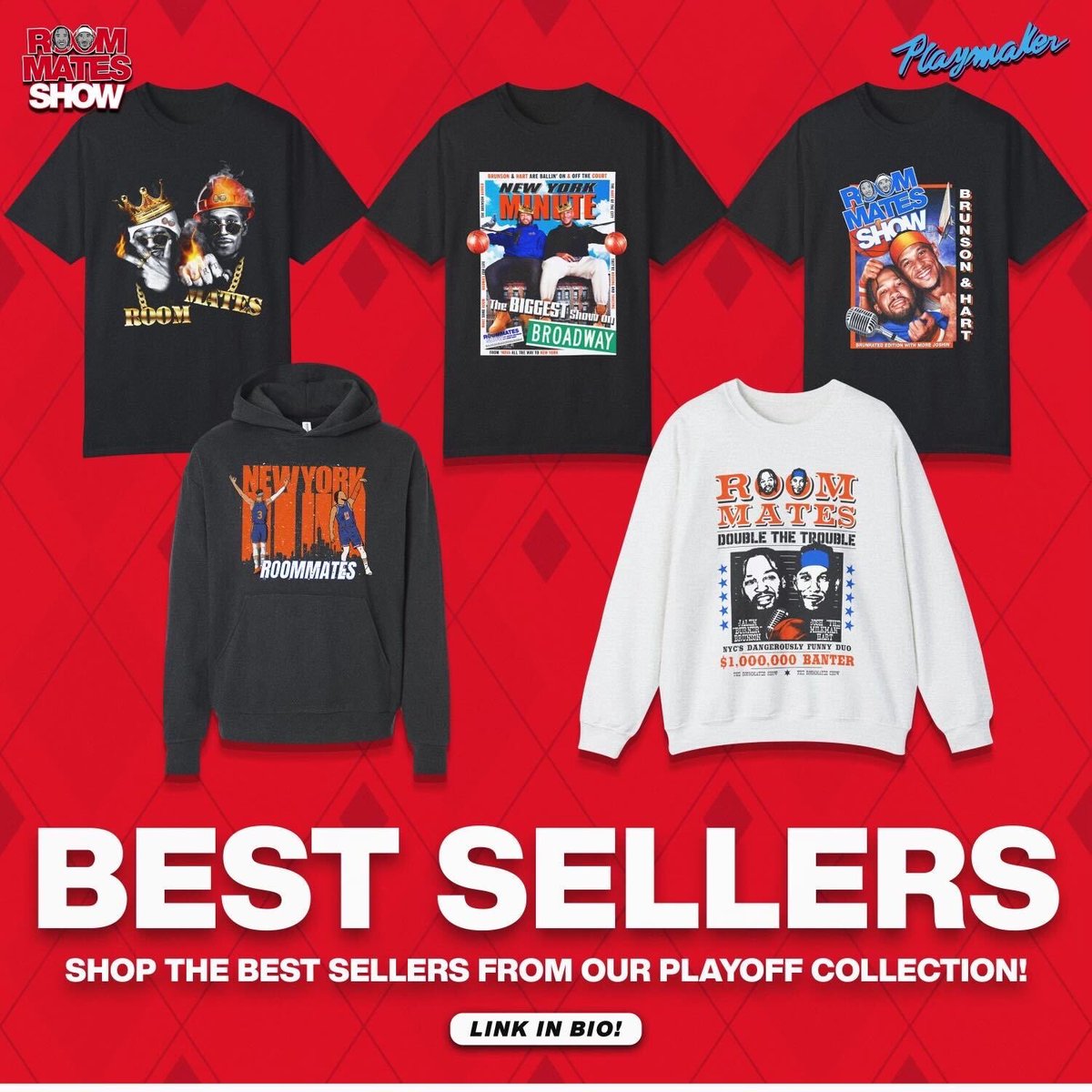 Celebrate the great start to the playoffs with official Roommates merch. 10% off now with code: PLAYOFFS on RoommatesMerch.com