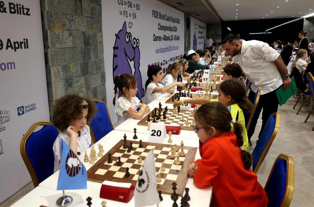 Watch the AFTERMOVIE of the FIDE World Cadet Rapid and Blitz Championships 2024! 👇 🔗youtu.be/WEysywyoEKQ ℹ️ The event, organized by FIDE and the Albanian Chess Federation, runs from April 25-29 and brings together 375 participants from 43 countries. 📷 Anastasiya Karlovych