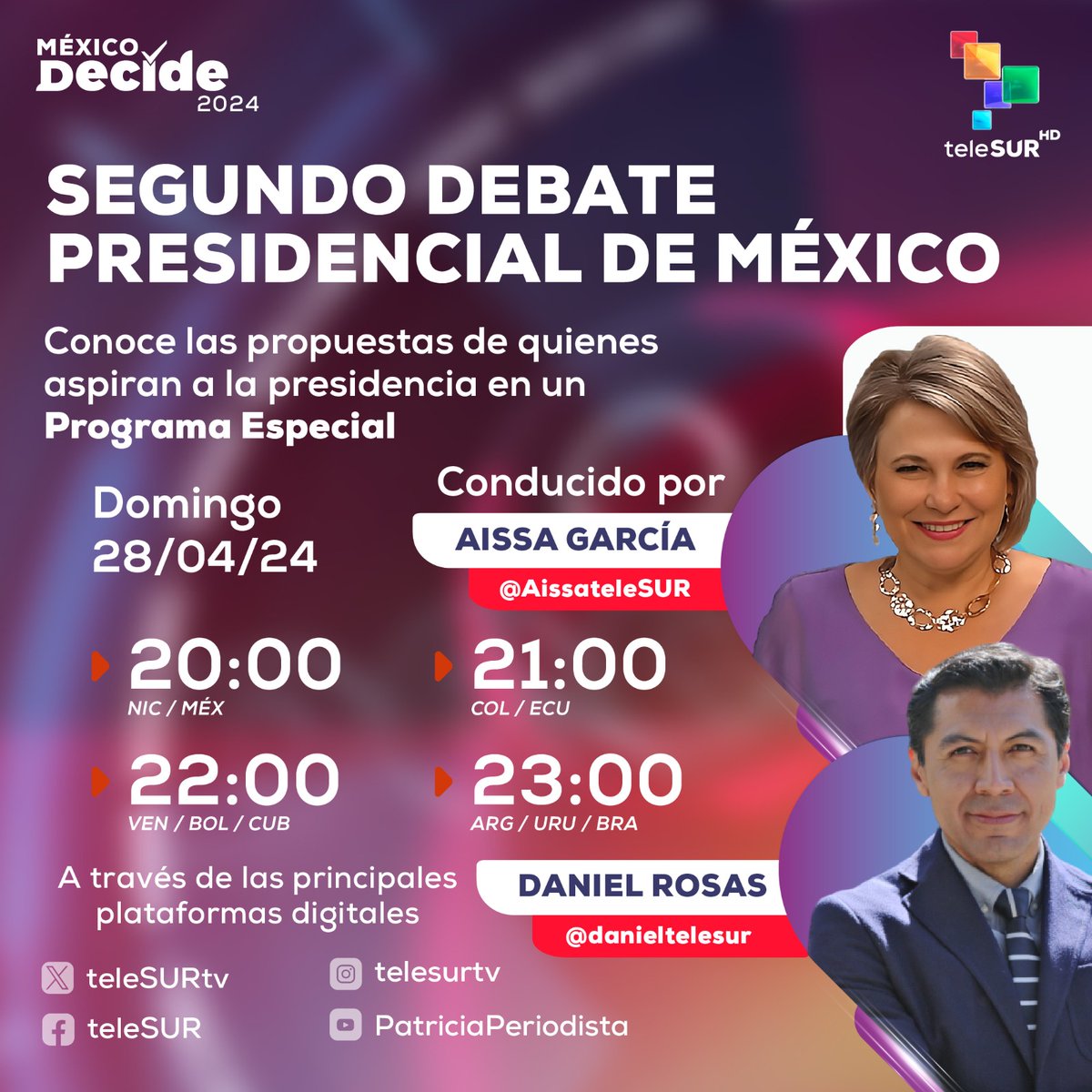 Imperdible ! Estas listo ? #MéxicoDecide @AissateleSUR y @danieltelesur analizan el Segundo Debate Presidencial por @teleSURtv