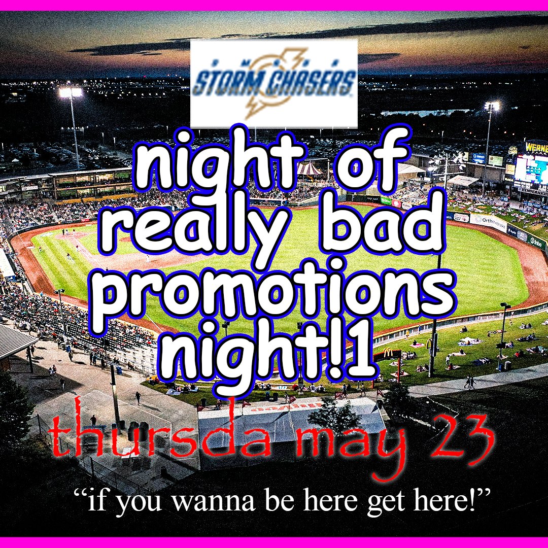 Thursday May 23 is night of really bad promotions night! There will be a game and some promotions, we guess. Don't miss this anticlimactic night :) 🎟️: bit.ly/4bheeVs