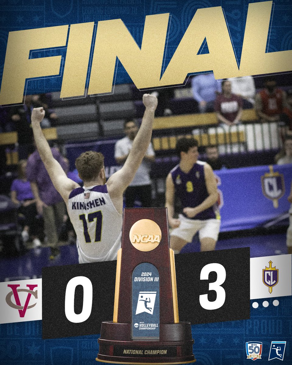 A new champion has been crowned! A dominant three-set presence gives @CLUSports the title of National Champions! #D3vb | #WhyD3